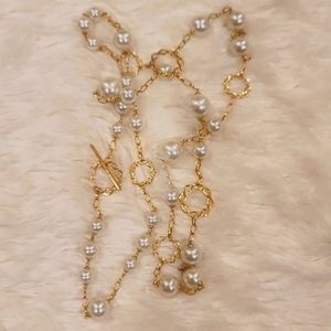Gold Pearl Long Necklace